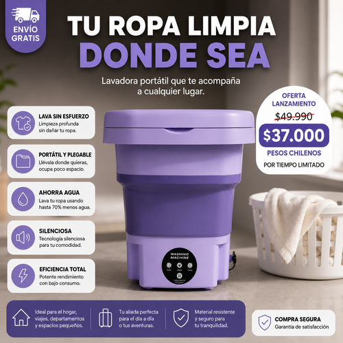 Lava Go – Mini Lavadora Plegable Portátil 6,5 L