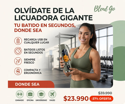 Blend Go licuadora portátil, tu batido en segundos donde sea, oferta $23.990